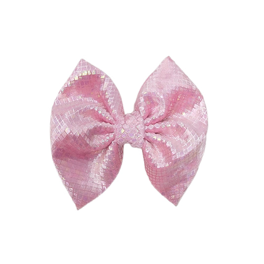 Baby Pink Velvet Snakeskin Fabric Bow