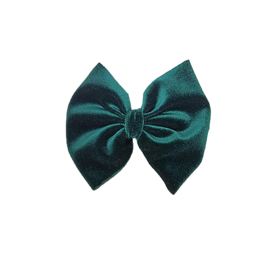 Hunter Green Velvet Fabric Bow