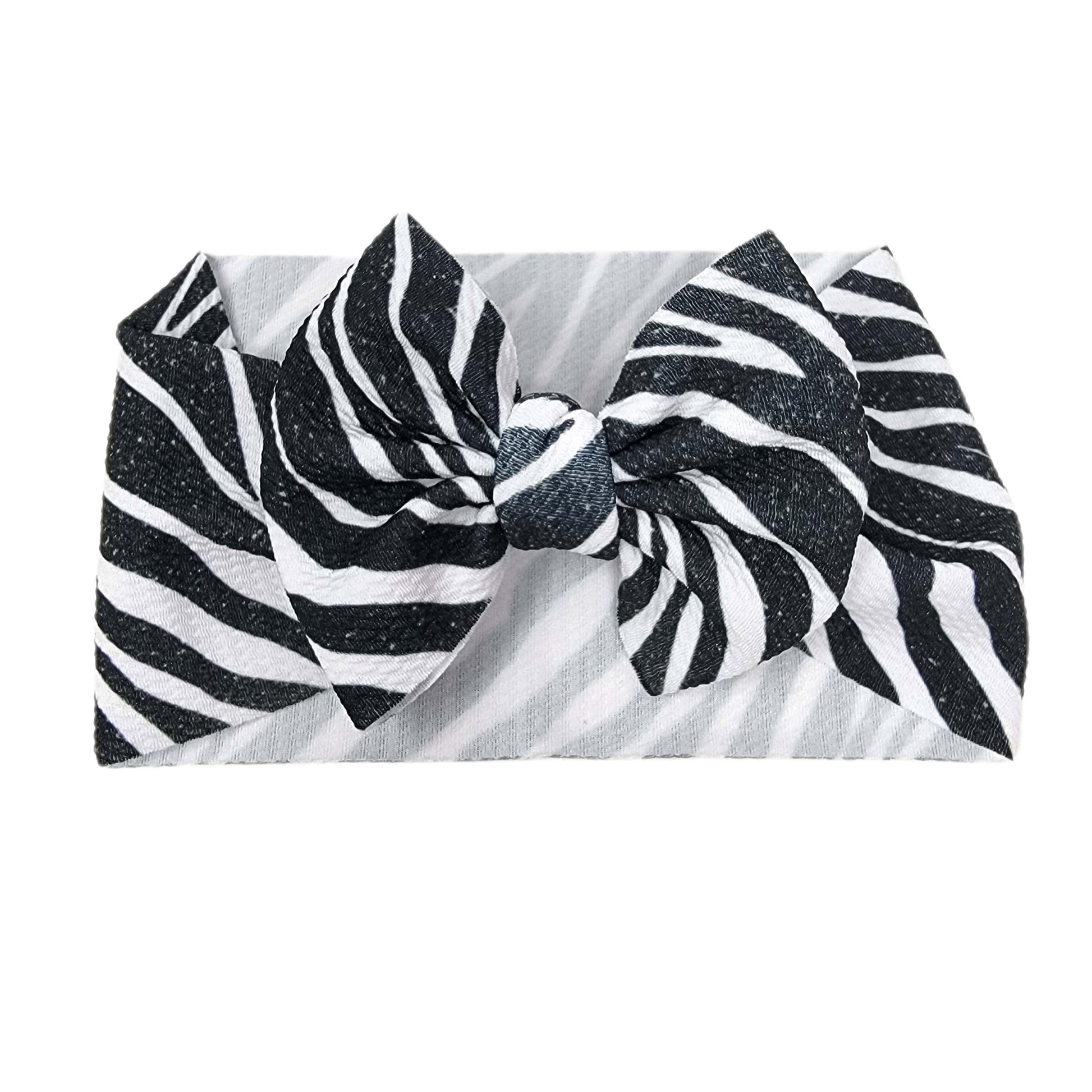 Zebra Stripe Fabric Bow Headwrap