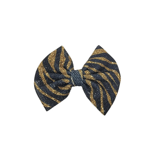 Gold Zebra Stripe Fabric Bow