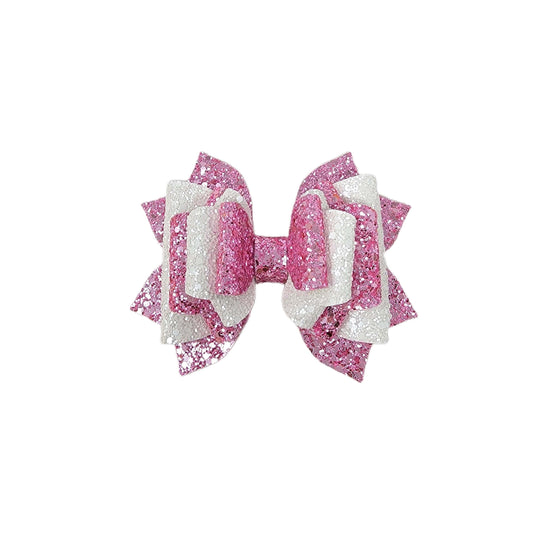 Pink & White Triple Franchi Elegant Bow 5.5"