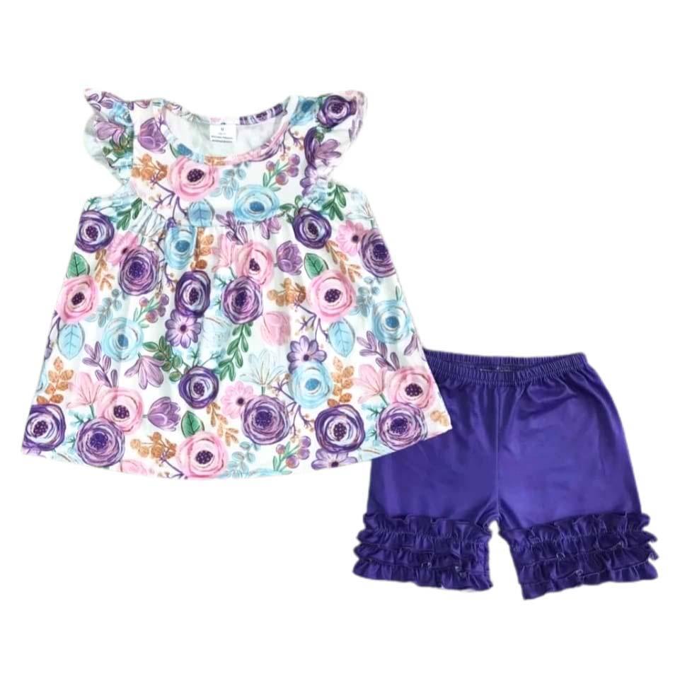 Pastel Floral Shorts Set