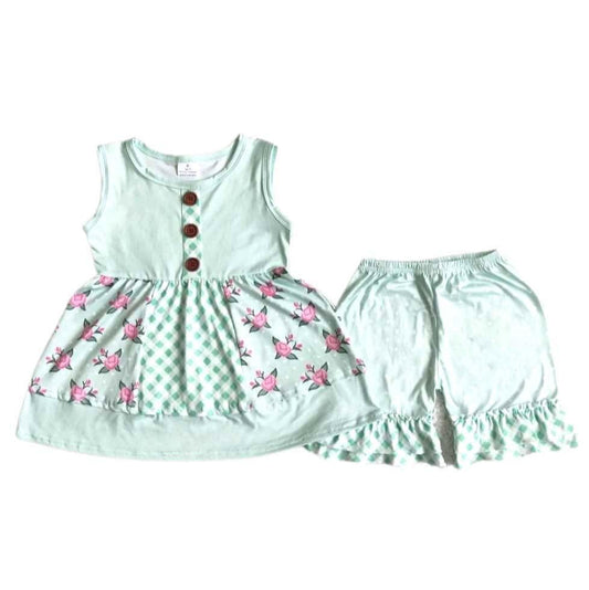 Mint Floral Shorts Set