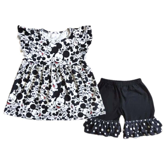 Black & White Mouse Shorts Set