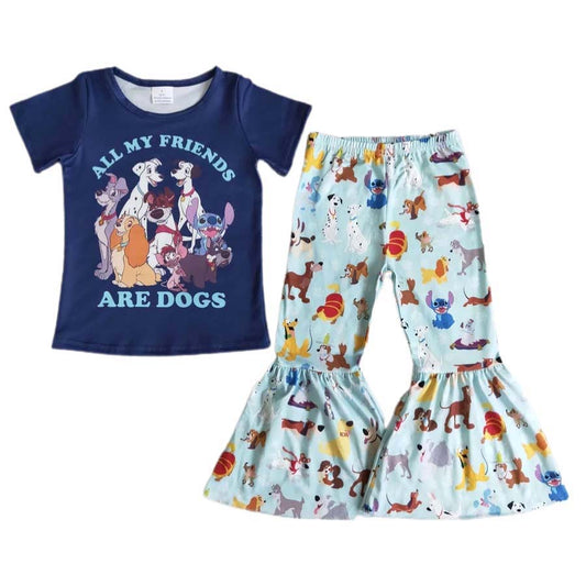 All My Friends are Dogs Bell-bottom Pants Set