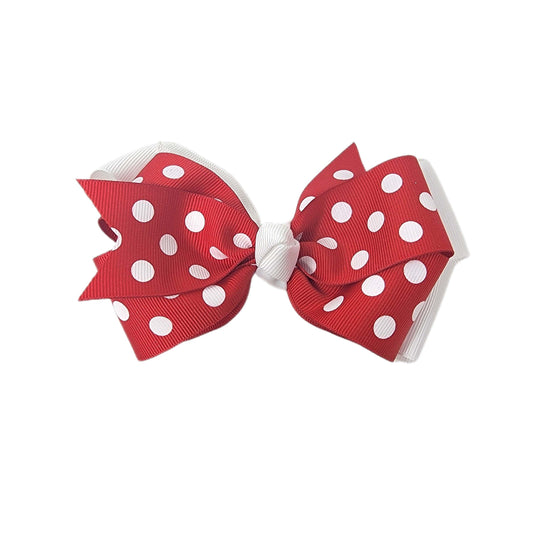 Red & White Polka-dots Large Ribbon Bow 6"