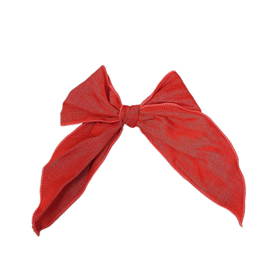 Red Serged-edge Fabric Bow 5"