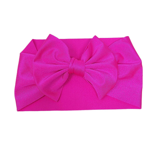 Neon Pink Spandex Fabric Bow Headwrap