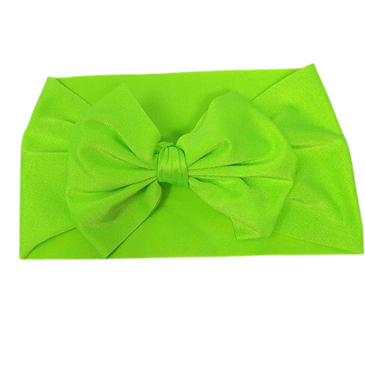 Neon Green Spandex Fabric Bow Headwrap