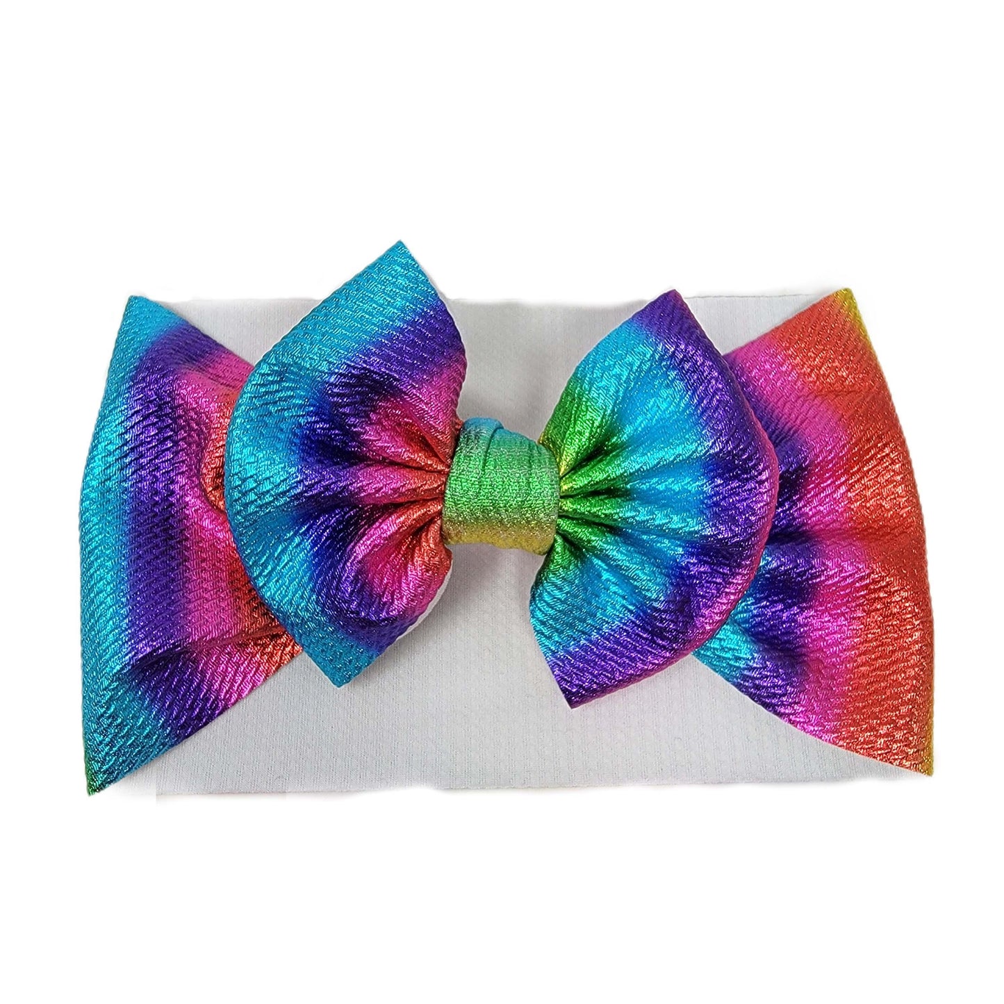Rainbow Metallic Fabric Bow Headwrap
