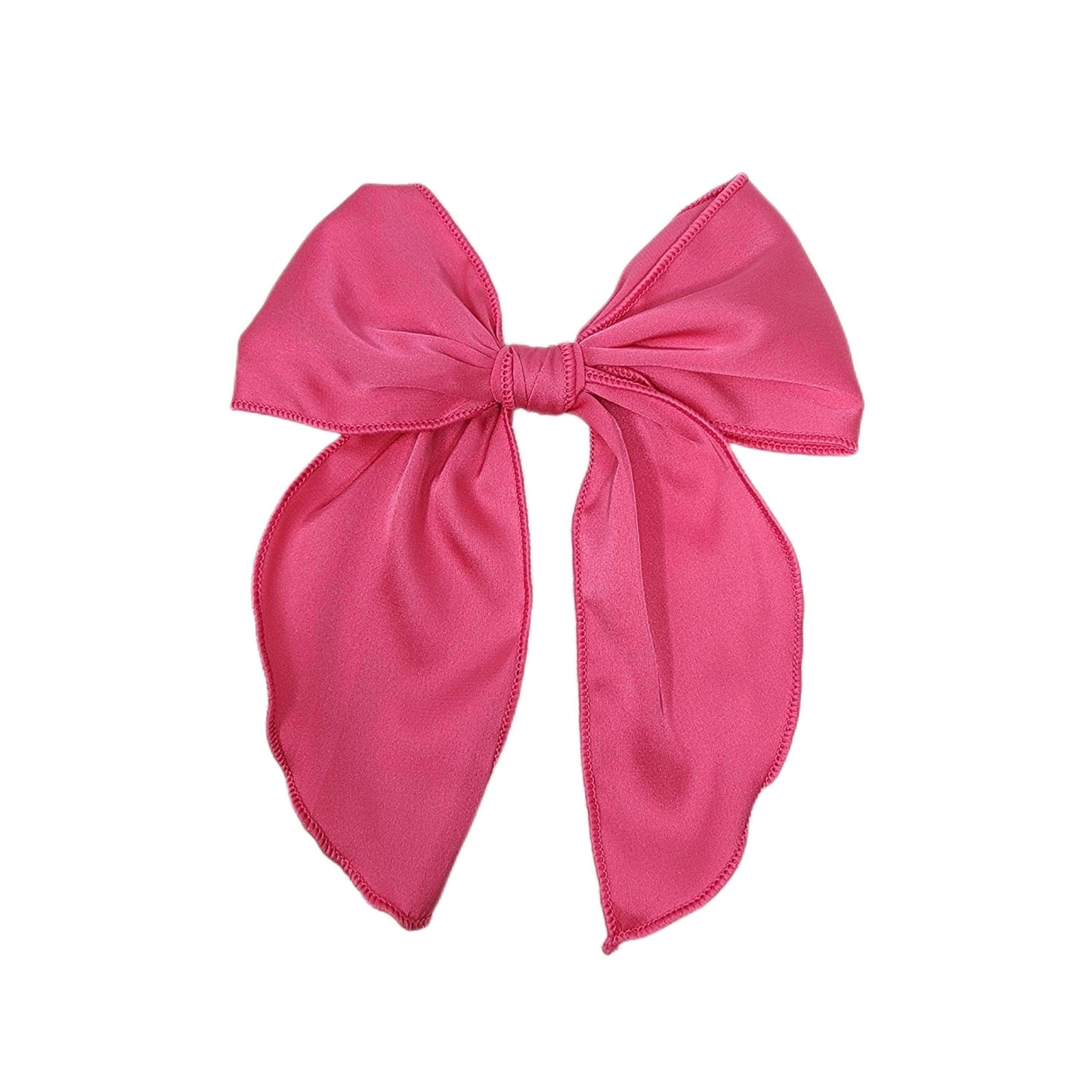 Pink Satin Serged-edge Fabric Bow 5"