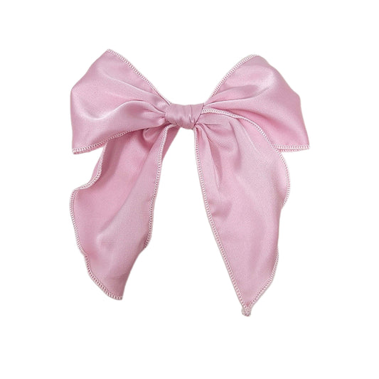 Light Pink Satin Serged-edge Fabric Bow 5"
