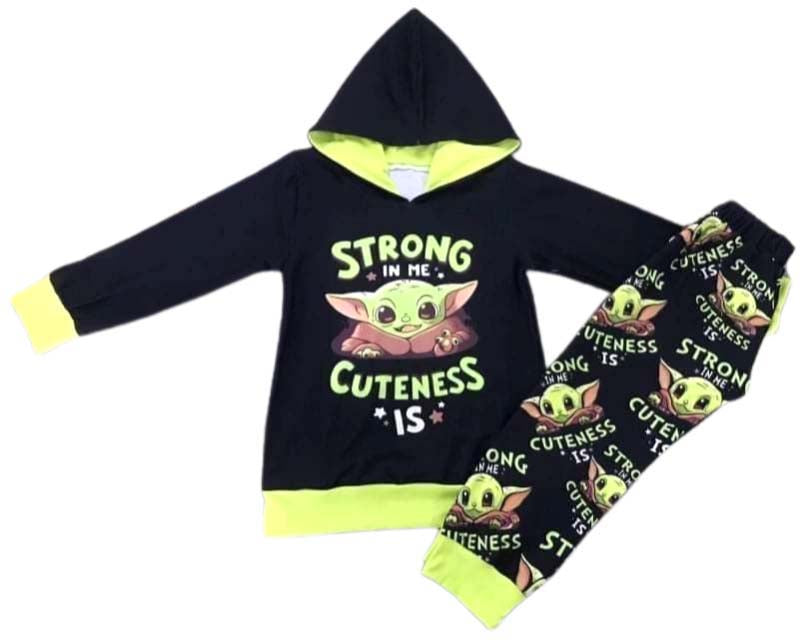 Strong in Me Cuteness Is Hooded Pants Set