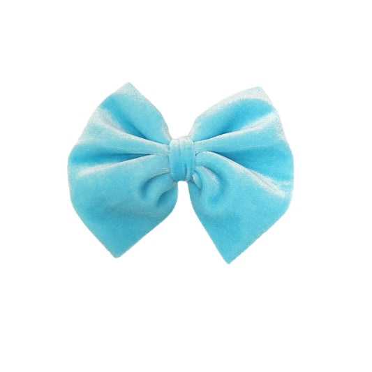 Sky Blue Velvet Fabric Bow
