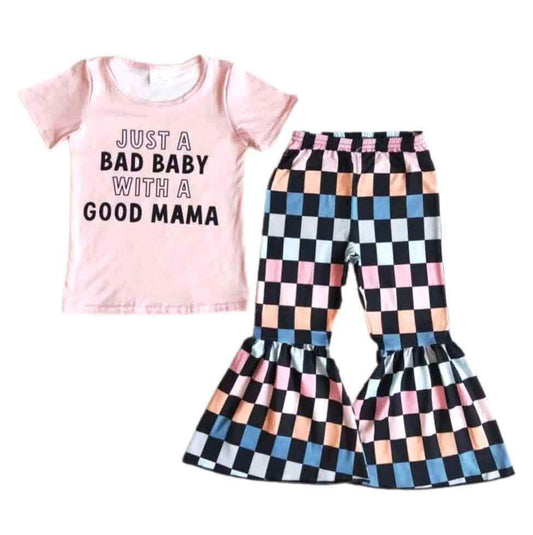 Just a Bad Baby with a Good Mama Bell-bottom Pants Set