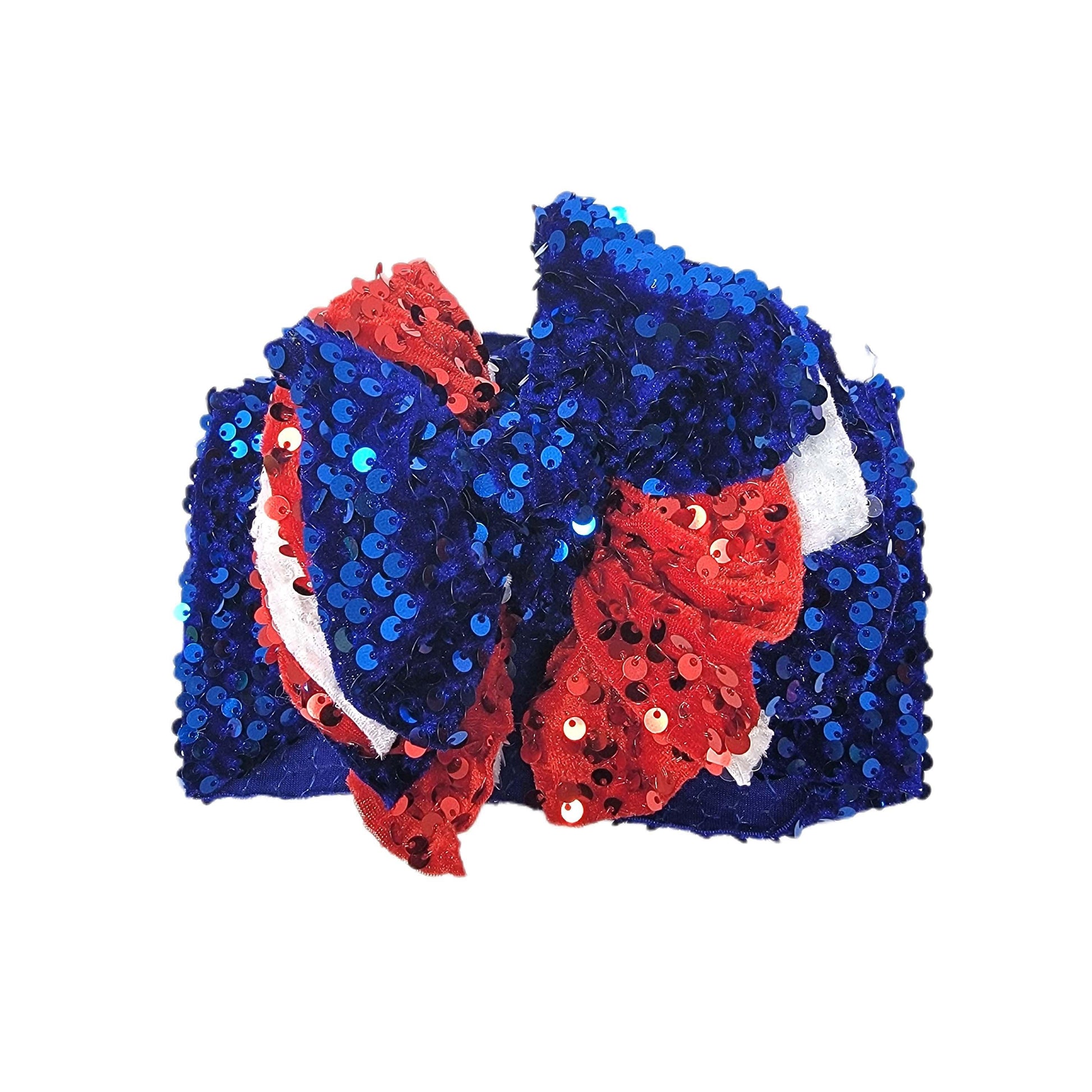 Red White & Blue Sequin Sassy Bloom Headwrap 5"