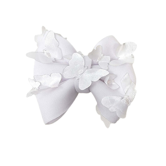White Butterfly Net Puffy Fabric Bow