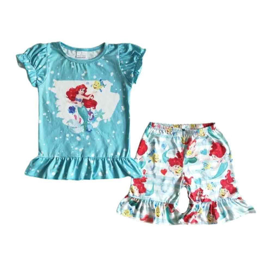 Mermaid Princess Shorts Set
