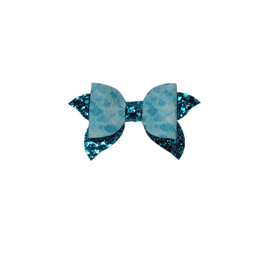 Turquoise Mermaids Scales Mermaid Fin Bow 3.5" 