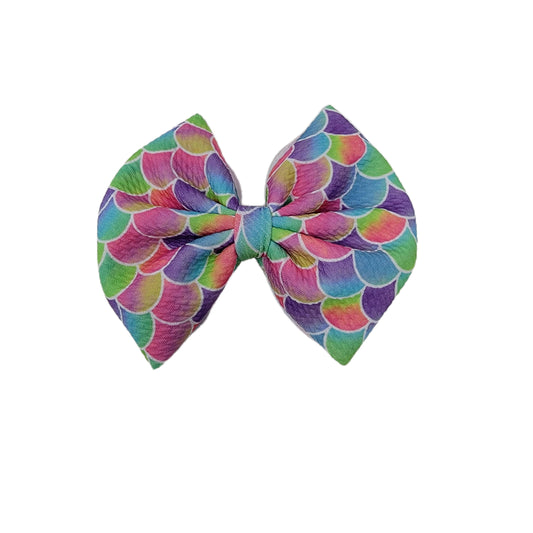Mermaid Scales Fabric Bow 5" 