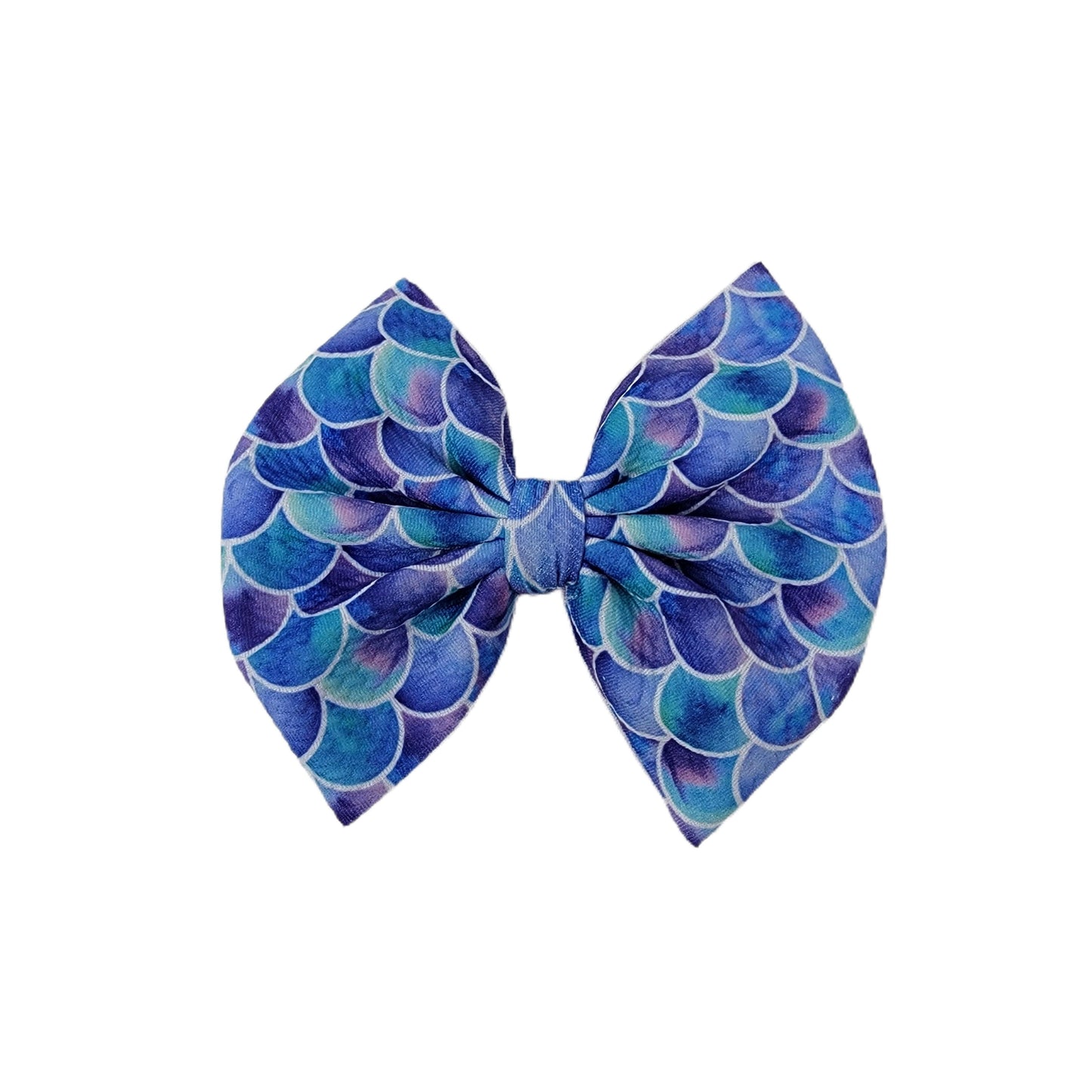 Blue Mermaids Scales Fabric Bow 5" 