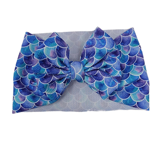 Blue Mermaids Scales Fabric Headwrap 5" 