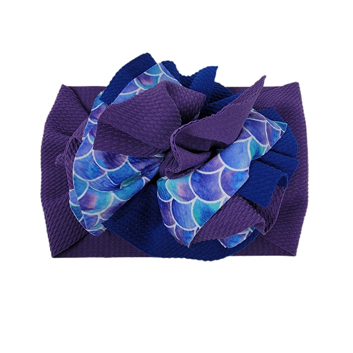 Blue Mermaids Scales Messy Fabric Headwrap 5" 