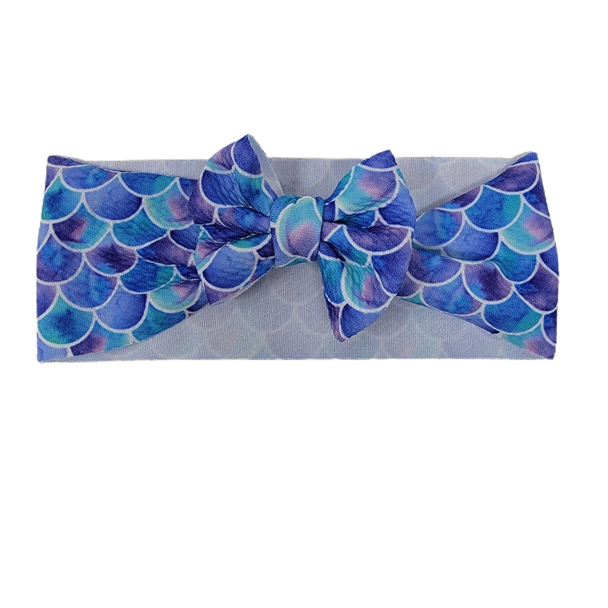 Blue Mermaids Scales Fabric Headwrap 3" 