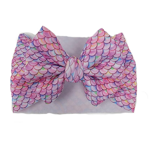Pink Mermaid Scales  Puffy Fabric Headwrap 5" 