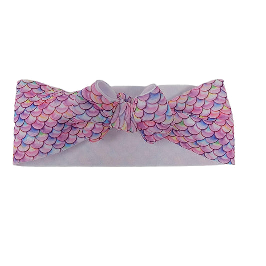Pink Mermaid Scales  Puffy Fabric Headwrap 3" 
