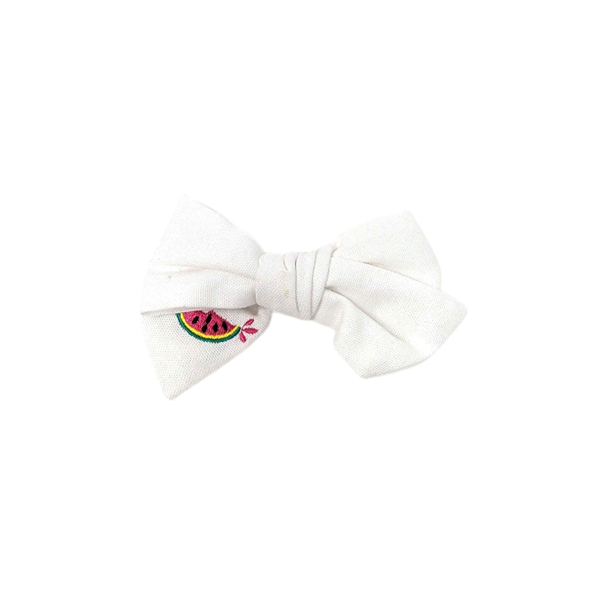 Embroidered Watermelon Dainty Fabric Bow 4"