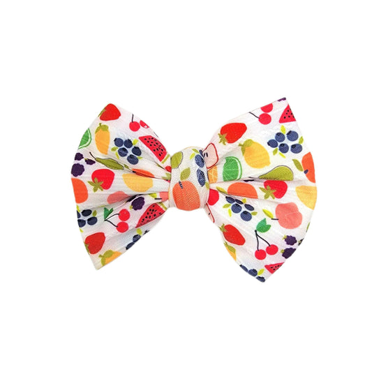 Fruit Cocktail Braid Knit Fabric Bow 5"