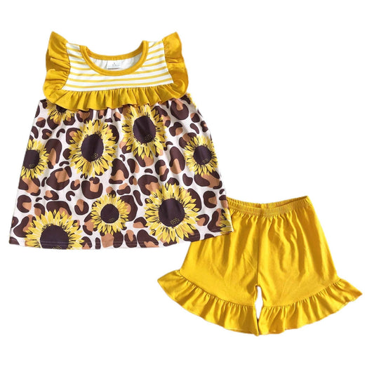 Sunflower Leopard Shorts Set