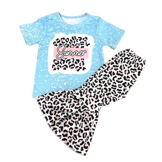 Summer Leopard Print Bell-bottom Pants Set