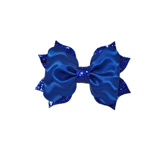 Blue Making Waves Poppy Bow 4"