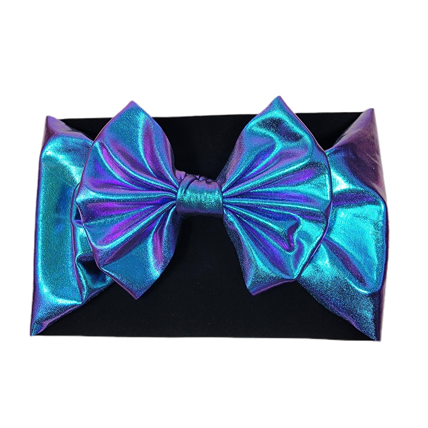 Blue Iridescent Lamé Fabric Bow Headwrap