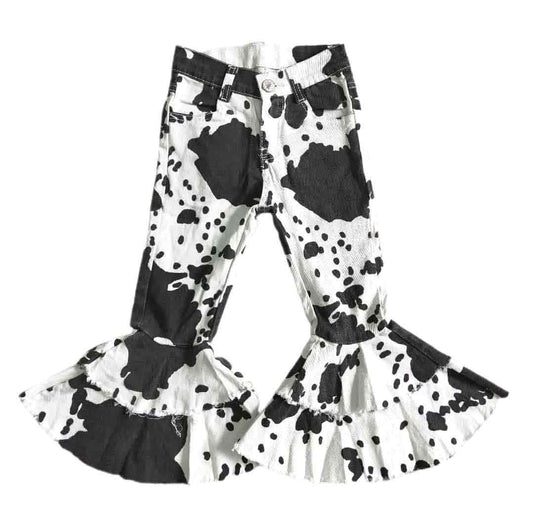 Cow Print Bell-bottom Pants