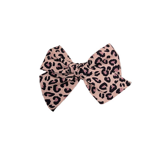 Leopard Dainty Fabric Bow 4"