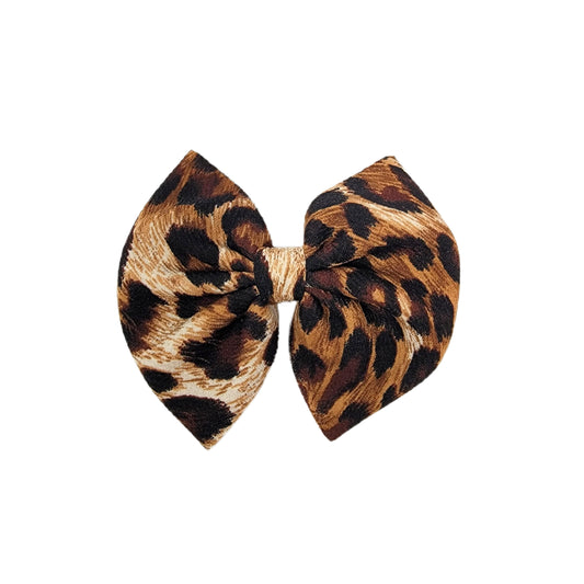 Leopard Fabric Bow 5" 