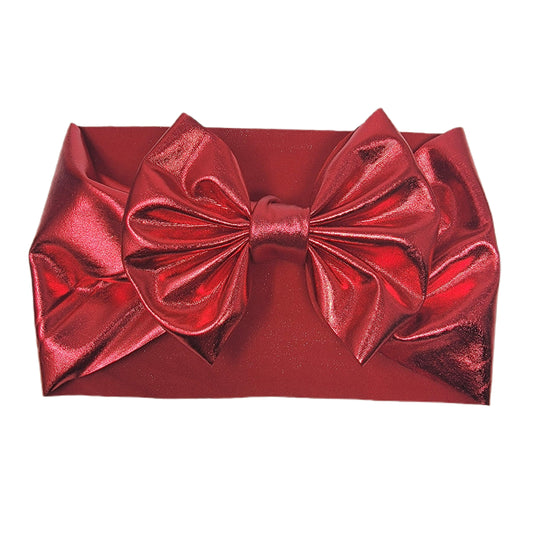 Red Lamé Fabric Bow Headwrap