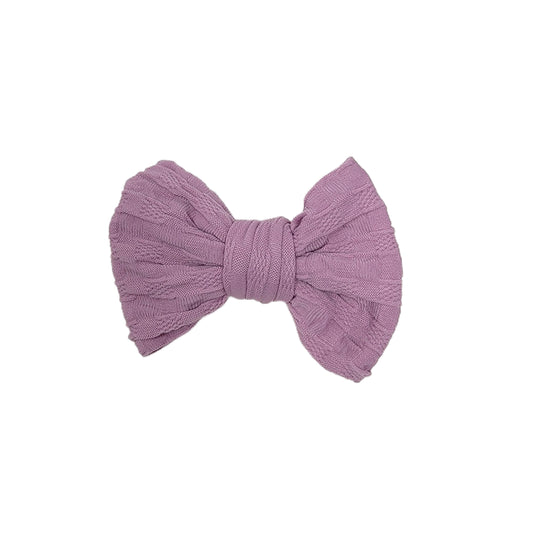 Violet Woven Knit Fabric Bow 4" 