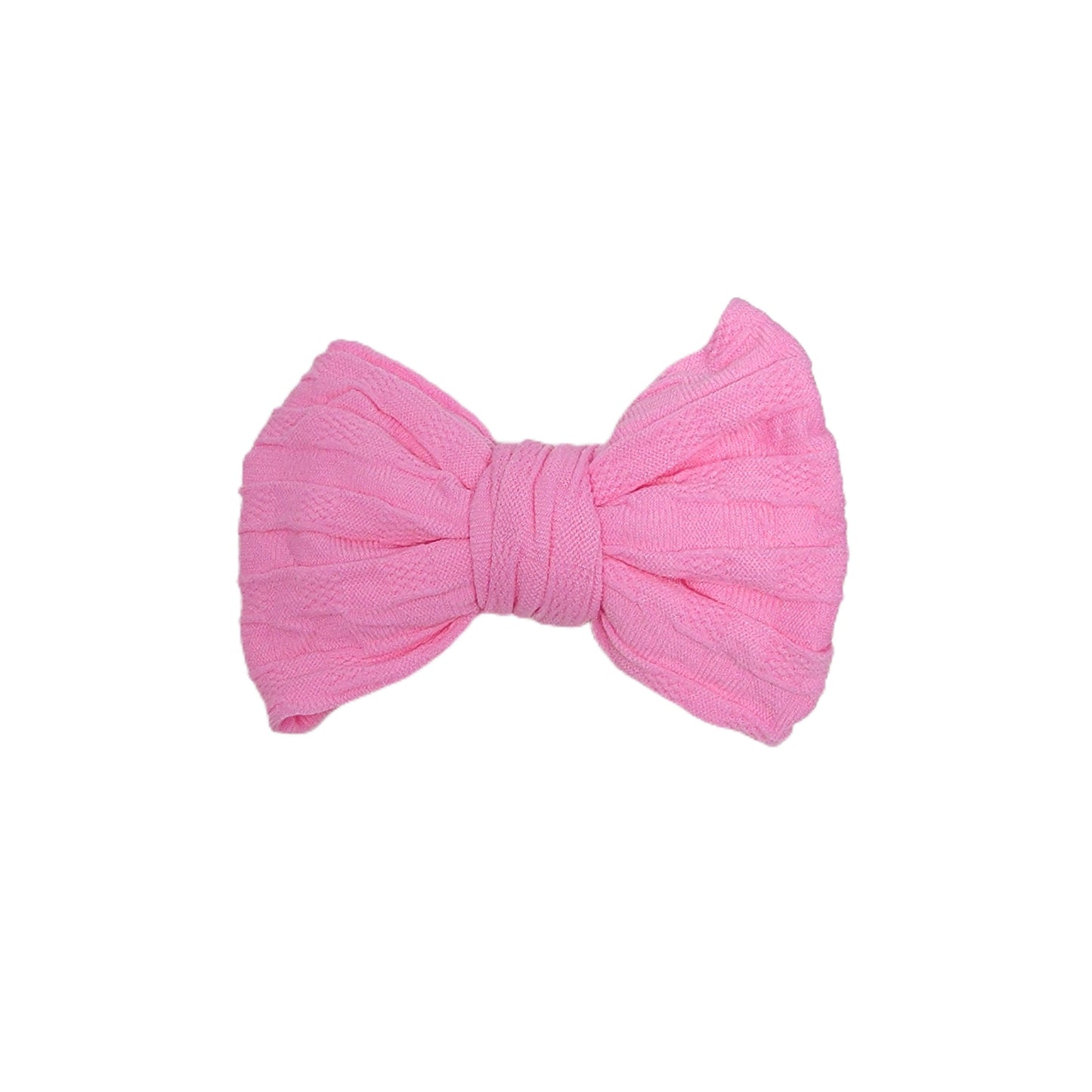 Pink Woven Knit Fabric Bow 4" 