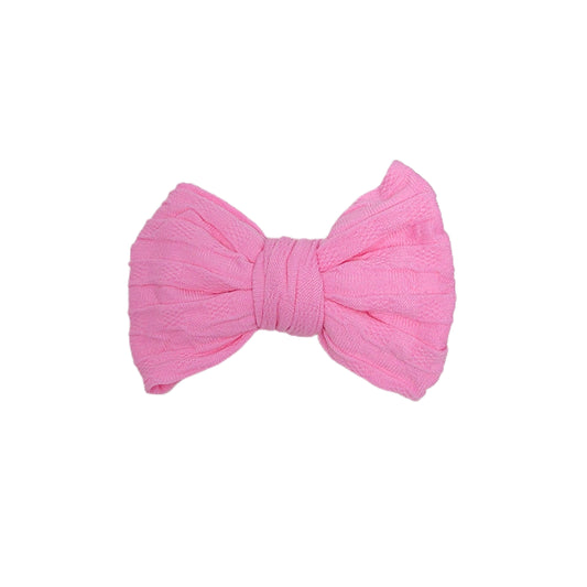 Pink Woven Knit Fabric Bow 3" (pair) 