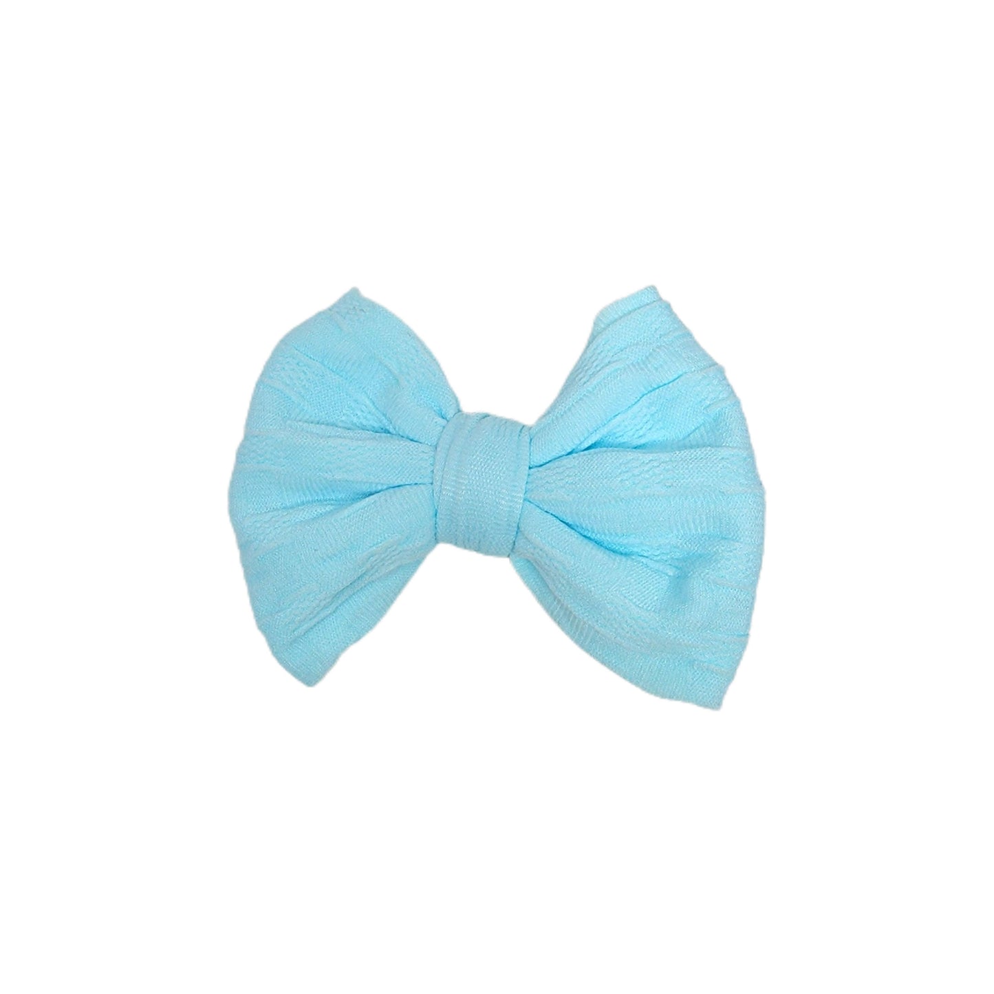 Baby Blue Woven Knit Fabric Bow 3" (pair) 