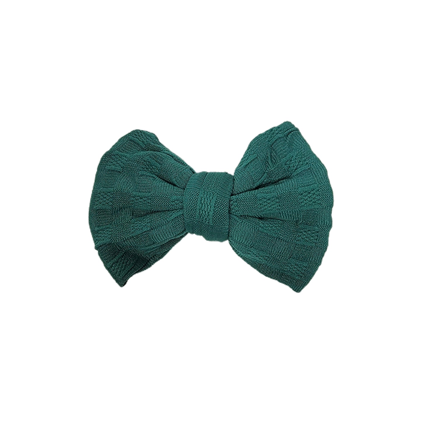 Emerald Green Woven Knit Fabric Bow 3" (pair) 