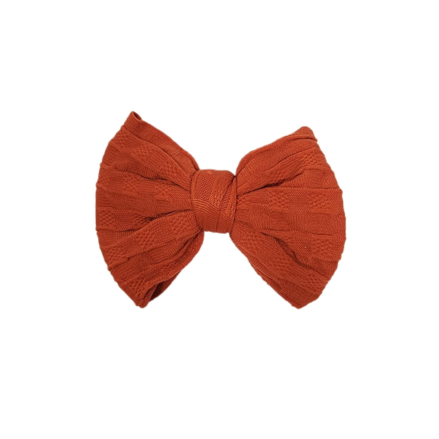 Burnt Orange Woven Knit Fabric Bow 3" (pair) 