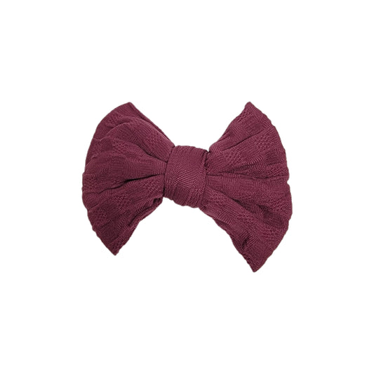 Burgundy Woven Knit Fabric Bow 4" 