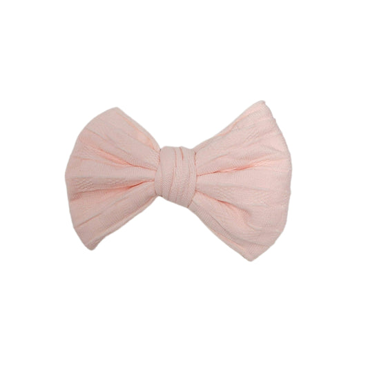 Light Pink Woven Knit Fabric Bow 3" (pair) 