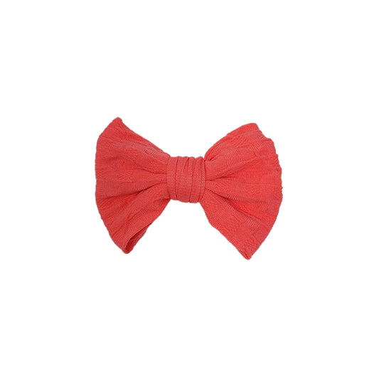 Coral Woven Knit Fabric Bow 4" 