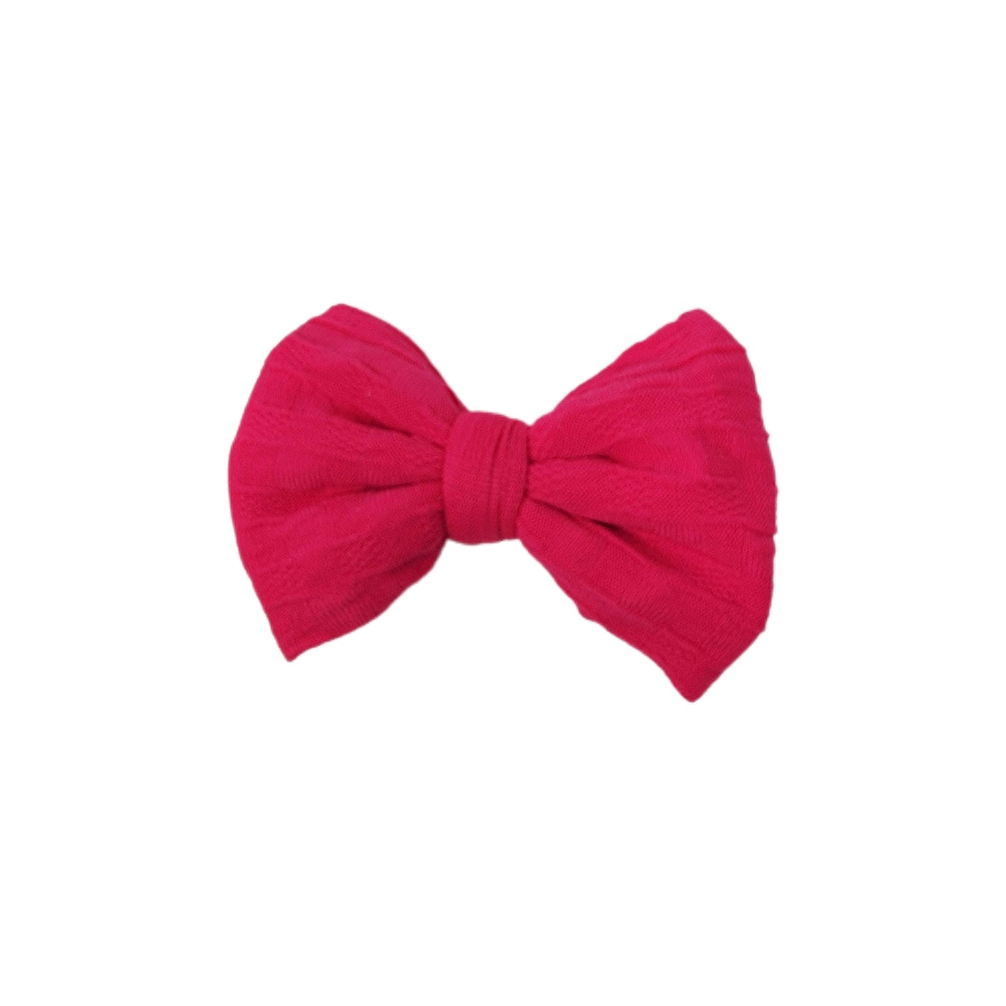 Hot Pink Woven Knit Fabric Bow 4" 